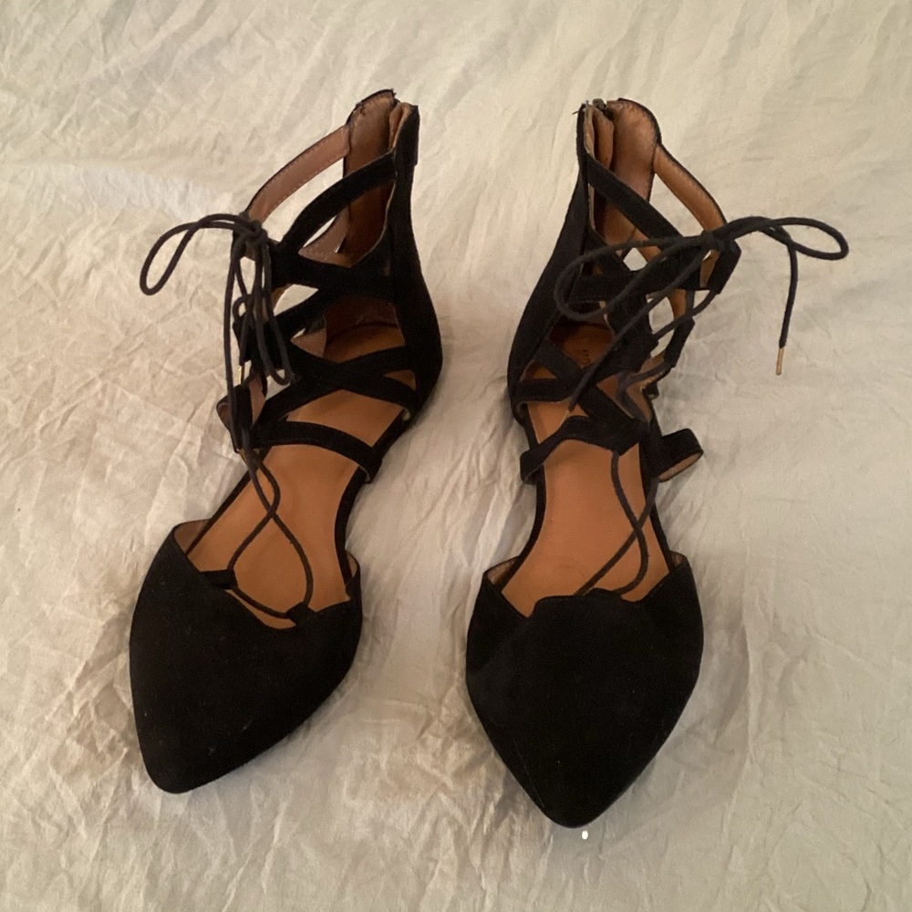 Mossimo black lace up and string up ballet flats